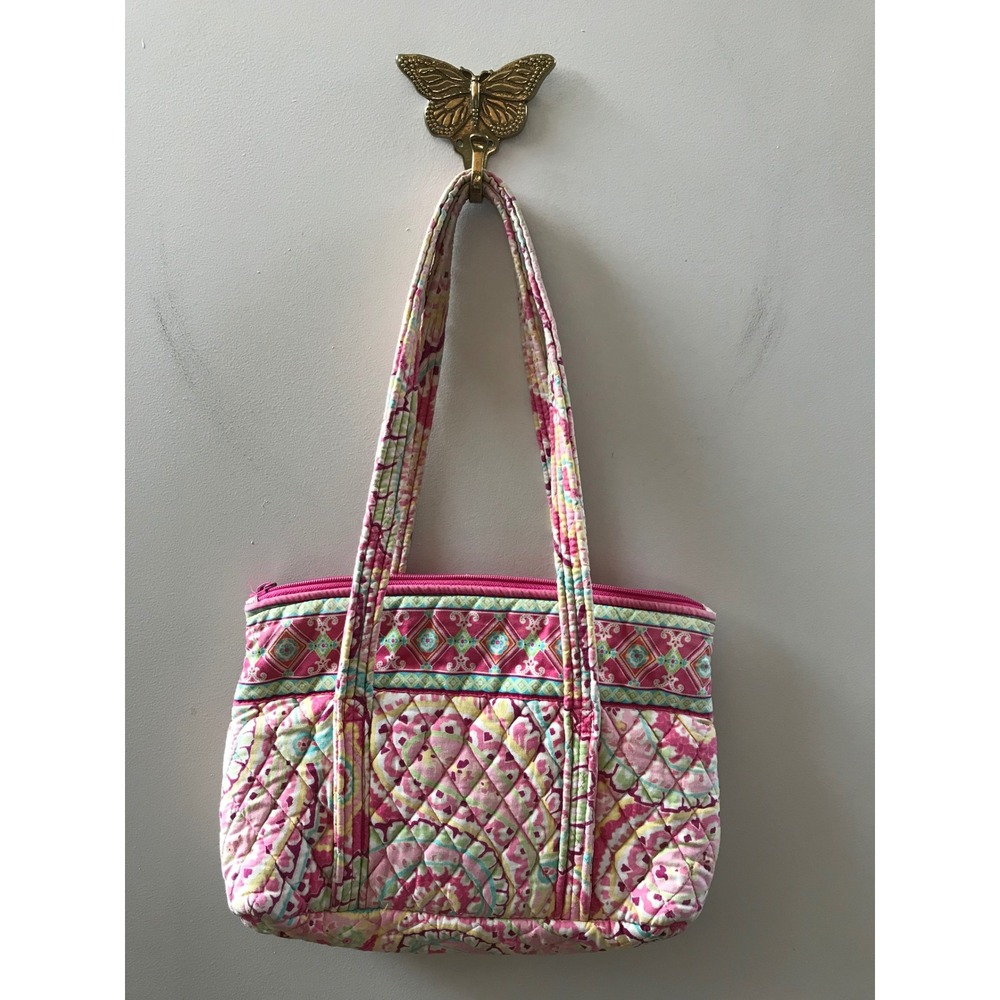 Vera Bradley Small Tote Bag Womens Pink Paisley Quilted Cotton Purse